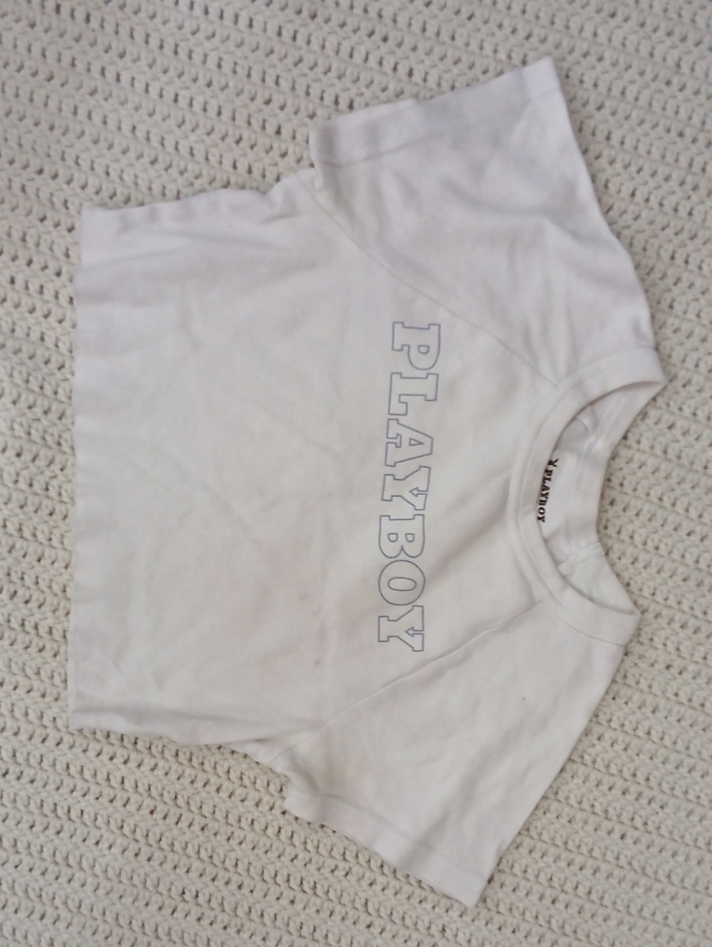 PLAYBOY White Short Sleeve Kids Tee with Outline Logo